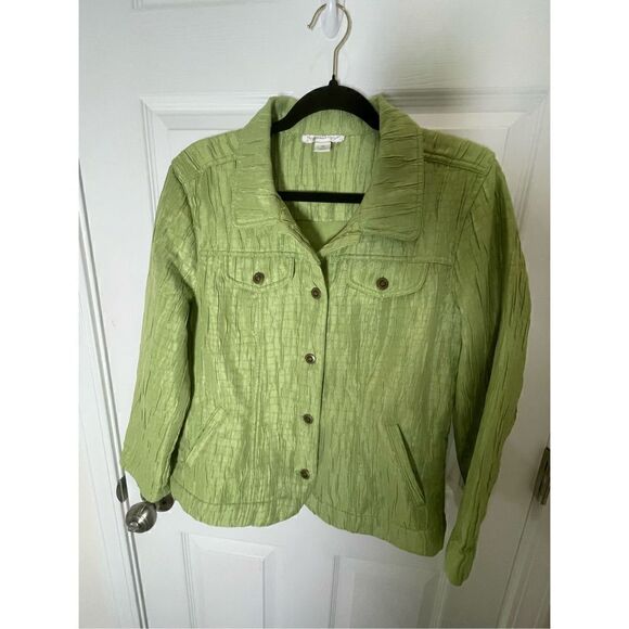 Christopher & Banks women’s lot bundle green jacket and brown blouse size medium - Picture 2 of 15